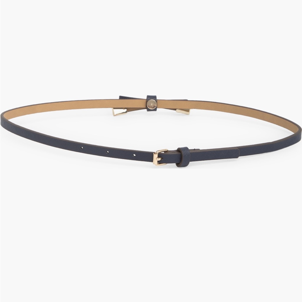 Kate Spade Women's 8Mm Shoestring Bow Belt - NWT - dark navy blue - Sz M - Picture 2 of 3